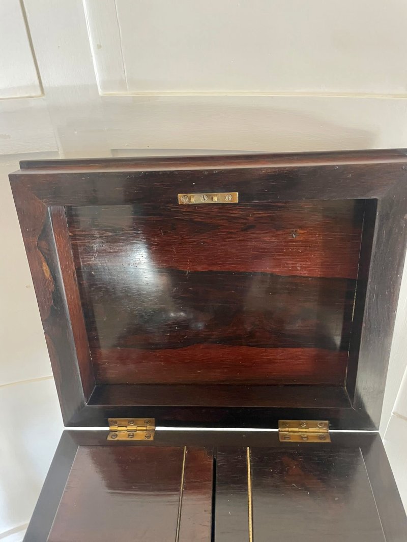 Antique Victorian Quality Rosewood Teapoy - Image 6